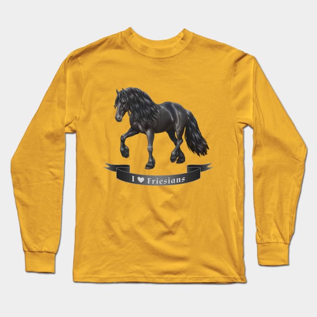 I Love Friesian Horses Long Sleeve T-Shirt by csforest